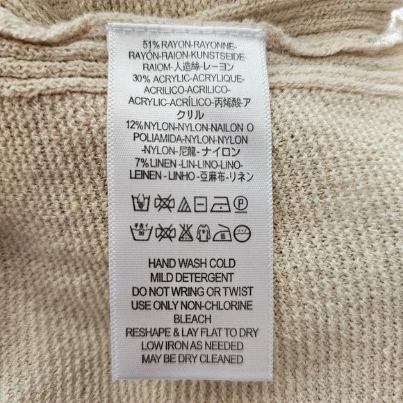 FREE PEOPLE Women's Criss Cross Pull-Over Cream Long Slit Tunic Sweater Sz L - Picture 10 of 14